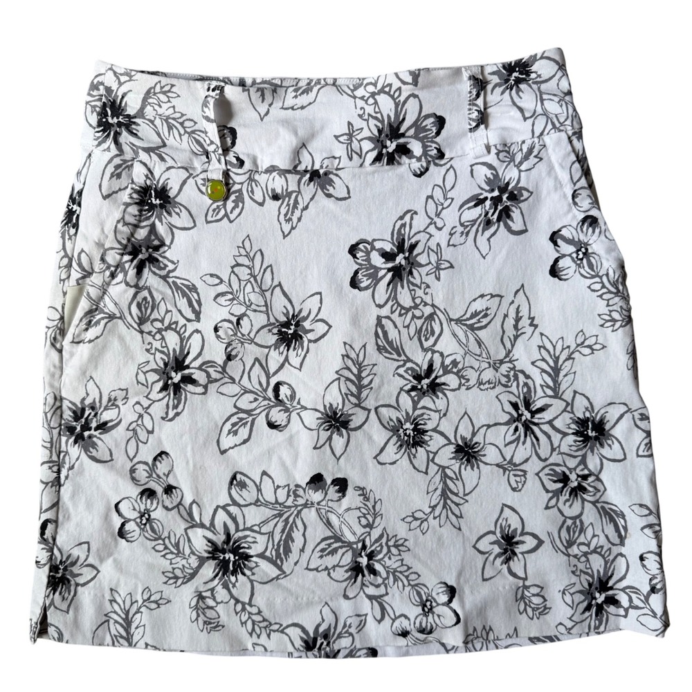 Swing Control‎ Floral Golf Skort Size 4 White Stretch Lined Resort Activewear
